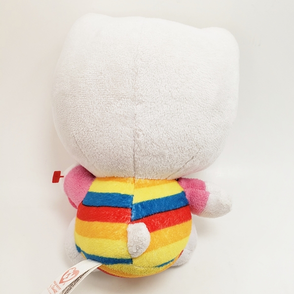 Ty Sanrio Hello Kitty Plush Rainbow Stripes with Pink Cupcake - Picture 7 of 11